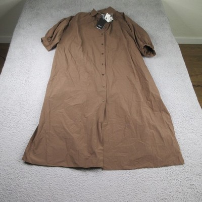 Weekend Max Mara Catone Dress Womens 12 Brown Button Half Sleeve (No Tie) NEW