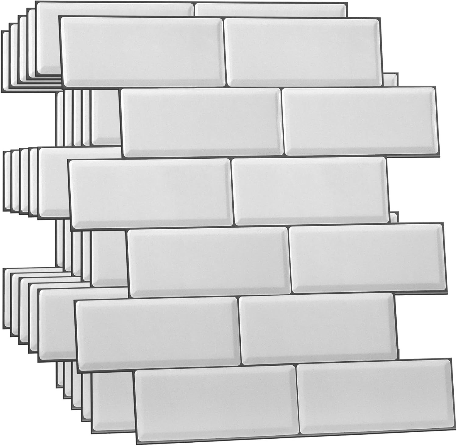 WALPLUS 3D Tile Stickers - Peel and Stick Self Adhesive Wall & Floor Subway Tile