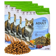 4 x 2,5kg Leos Adult Geflügel&Forelle Katze Trockenfutter MHD 4/26 Lecker.Pet®