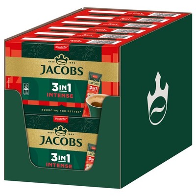 JACOBS Löskaffee 3in1 INTENSE 12x 10 Sticks löslicher Kaffee Instantkaffee stark