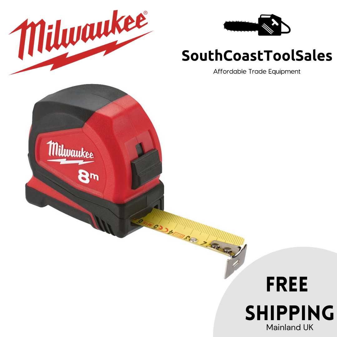 Genuine Milwaukee C8/25 8m Pro Compact Tape Measure FREE P&P VAT INC
