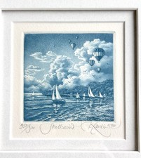 Vintage Hot Air Ballons Sailboats Etching Kathleen Cantin Southwind 350500
