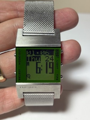 Diesel DZ7025 Mens Digital Watch Chronograph Alarm Dual Time EL Backlight 33mm