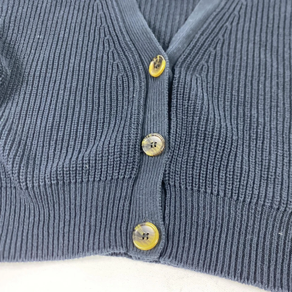 Cárdigan Suéter Urban Outfitters Para Mujer XS Azul Marino Acanalado Recortado Cuello en V Botón Foto 2 de 4