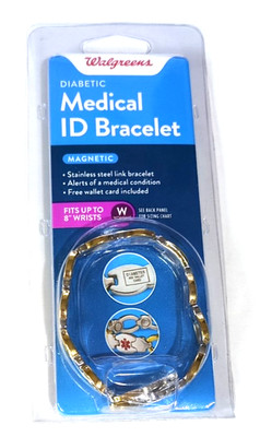 WALGREENS DIABETC MEDICAL ID BRACELET MAGNETIC WOMENS Fits up to 8'' wrists NEW
