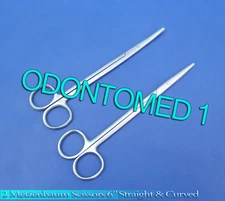 2 O.R GRADE METZENBAUM SURGICAL VETERINARY SCISSORS STRAIGHT+ CURVED TIP 6" 