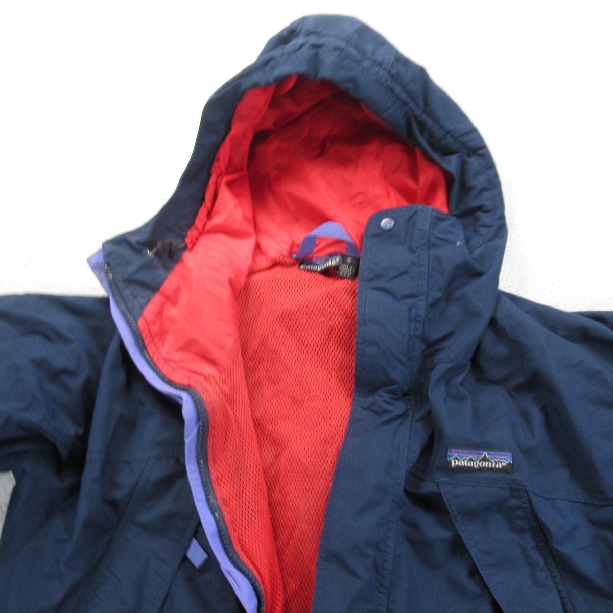 Patagonia Storm Jacket Womens Small Blue Zip Hood Lightweight 90s