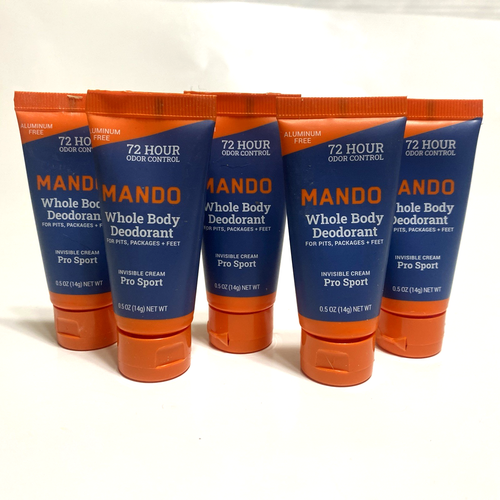 5 Mando Ganzkörper Deodorant unsichtbare Creme Pro Sport Duft 0,5 Unzen Reisegröße