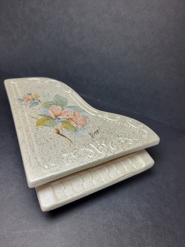 Vintage BERGER Italy Grand Piano Flower Themed Jewelry Box - Picture 2 of 9