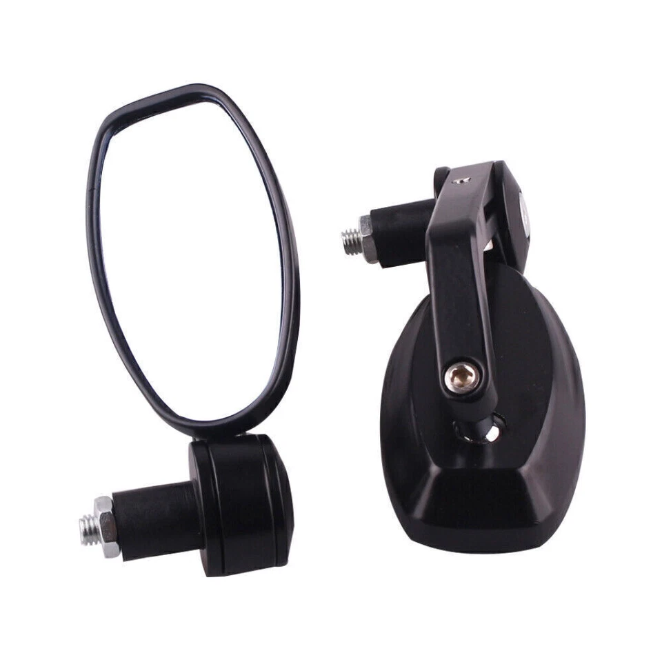 Universal 7/8" Rear View Side Mirrors Handle Bar End Oval 180 Degree Motor Black Foto 2 de 4