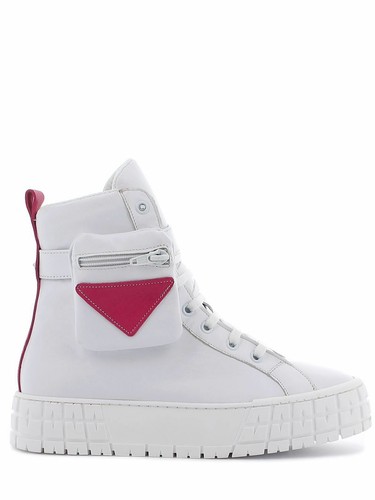 Dolce Moda Sneakers alte in pelle con cerniera e borsello bianco | eBay