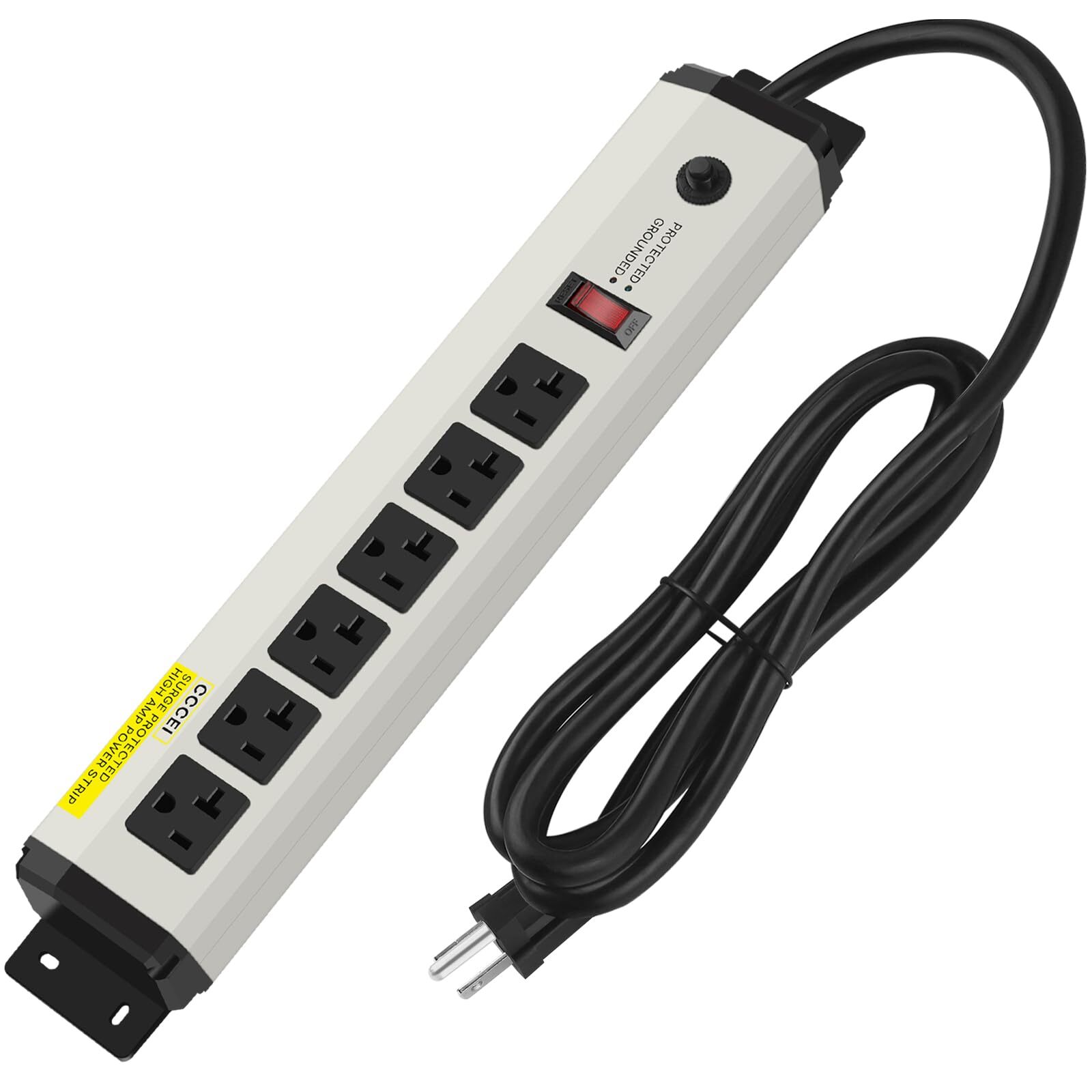 CCCEI 12 Gauge Heavy Duty Power Strip Surge Protector 4800J 20 Amp 6 Plug Ind...-image