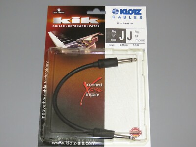 Klotz KiK Guitar Keyboard Patch Cable 0.15m 1/4'' Mono Jack to Jack, German Made