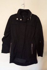 Seven7 Woman's Jacket - Black, Zipper Close, Button Cover, Hidden Hood - Small