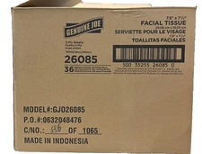 Genuine Joe Facial Tissue 2-Ply Cube Box 85 /Box 36 / CT White 26085