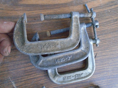 4 Piece Vintage C Clamp Adjustable No 1430 3" X 2 No 1425 2 1/2" Plus USA Made - Picture 7 of 9