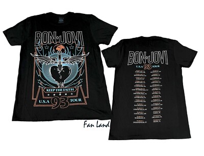 New Bon Jovi Keeping The Faith USA Tour 1993 Mens Vintage Retro T