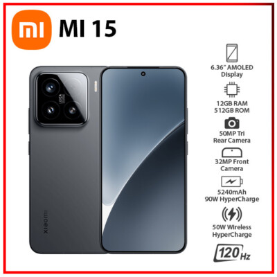 (New) Xiaomi 15 5G 12GB+512GB BLACK Dual SIM Unlocked Android Cell Phone