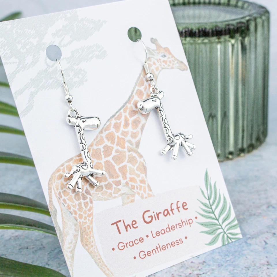Giraffe Charm Earrings, Animal Jewellery, Gifts For Giraffe Lovers, Zoo Charms - Image 2 of 4