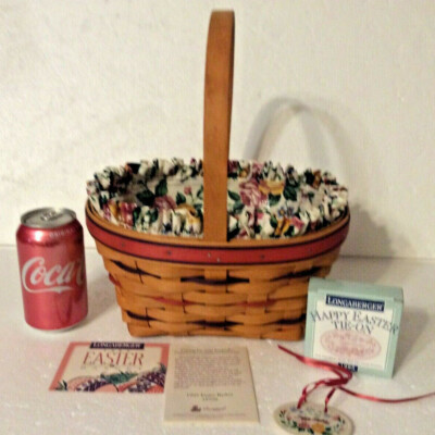 Longaberger 1995 EASTER BASKET Liner Protector Tie On 2 Product Cards New