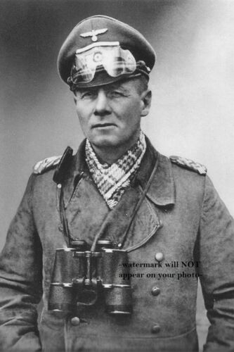 Erwin Rommel Military Uniform PHOTO Binoculars World War II German DESERT FOX - Afbeelding 1 van 2