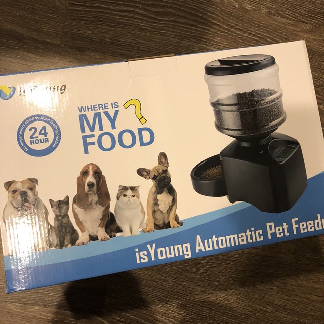 Fitiger Automatic Feeder Cat Electric Pet Dry Food Container With
