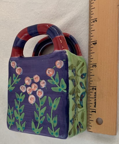 Foreside Ceramic Shopping Bag Purse Vase Pencil Holder - Picture 9 of 10