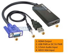 VGA  3.5mm Audio To 1080P Format Converter For Laptop TV Projector