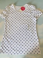 JUSTICE Girls 12 Polka Dots T Shirt Sharing Sleeve Sparkle Heart Reg.19.9 stain 