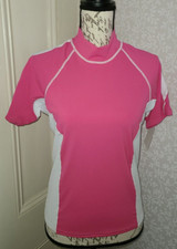NWT pink white half sleeve mock neck rashguard, ladies' size XL dive swim surf