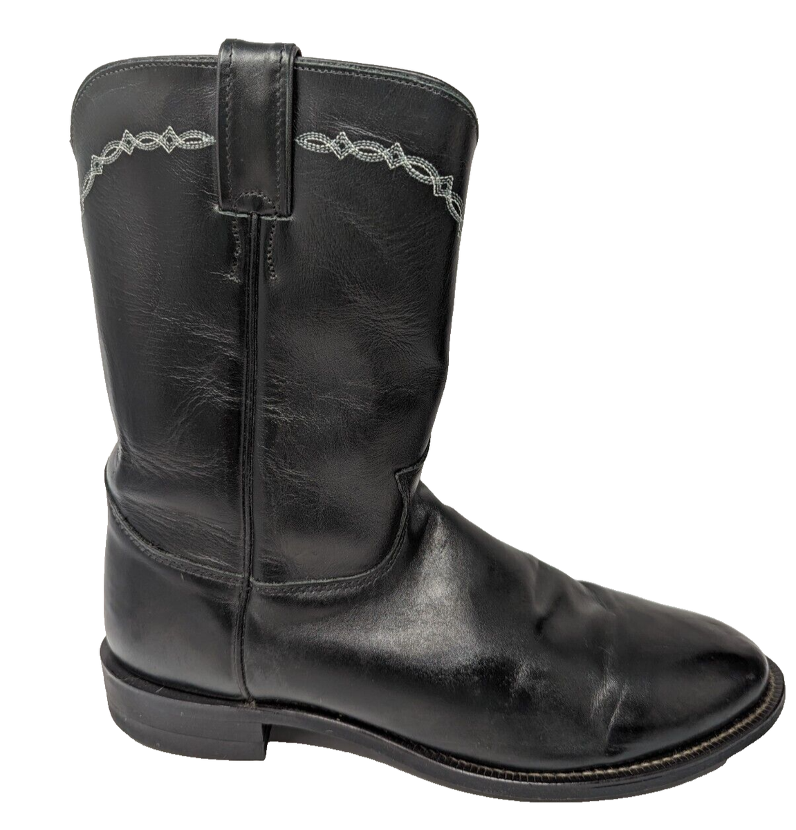 ストーブ Junchans35 Justin Brock Roper 3233 Boots Mens 11.5D Black Leather Pull On