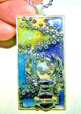 Harley Davidson Vintage Custom Hand Made Eagle Bar Shield Pendant Necklace