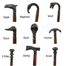 Lot of 9 Different Brass Head Handle Victorian Brown Wooden Walking Stick Cane