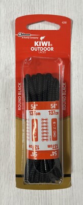 Kiwi Outdoor Laces 54'' in 137 cm Round Black #4200 New In Box 6 - 7 Eyelets