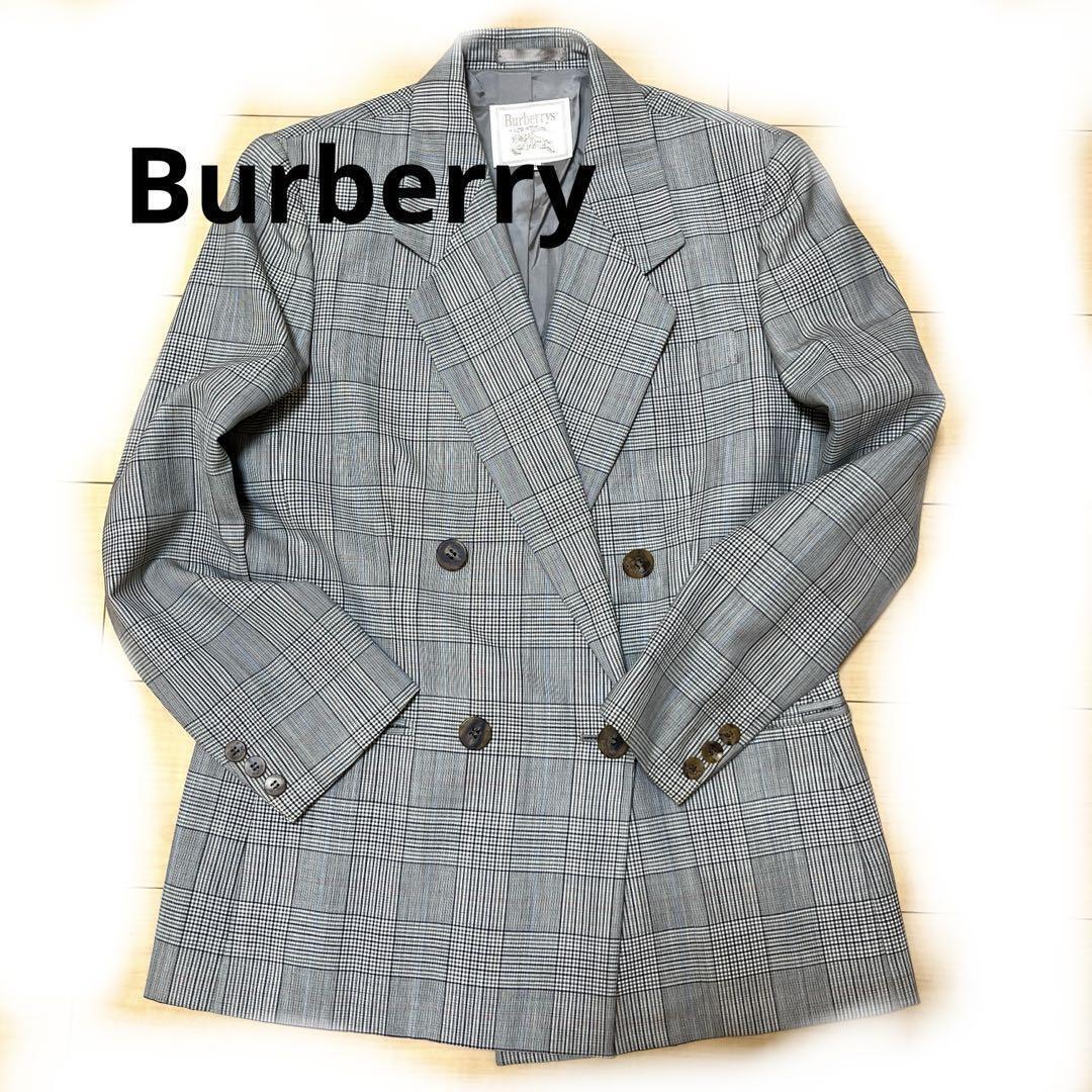 BURBERRY Luxury double-breasted jacket size 9 gray check F/S BURBERRY Luxury double-breasted jacket size 9 gray check F/S