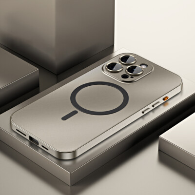 For iPhone 15 Pro Max 14 13 12 Alloy Aluminum Mag Safe Magnetic Case Glass Lens
