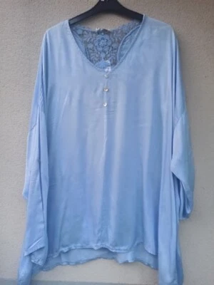 Tunique mi-saison grande taille 70% soie bleue  TXXL ( 54/56 ) Piment rouge - Photo 1/3