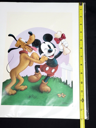 Disney PLUTO GIOCOSO Topolino Stampa artistica Bruce McGaw grafica 14 x 11 nuovo - Foto 8 di 9