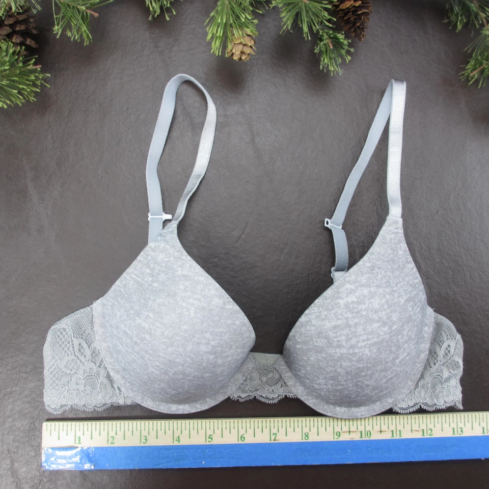 So Bra 34A Gris Acolchado Con Aros Cierre Ajustable Trasero Foto 2 de 4