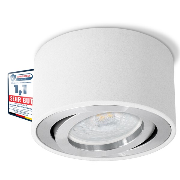 CELI-1W Aufbauspot Led Flach Schwenkbar Weiß Fourstep Leuchtmittel 5W Warmweiß-image
