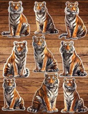 Sitting Tiger Die Cut Vinyl Stickers Set Notebook Laptop Waterbottle