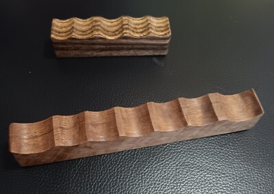 Paintbrush/Calligraphy Brush Rest Set of 2, Figured Walnut & Bocote.  Holds 12