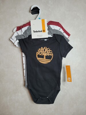 (N44) New Piece Set Timberland Baby Body Suits 6-9 Months