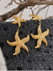 Authentic Celestial Starfish Gold- Plated Talisman Drop Earrings