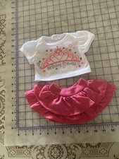 Build a Bear HAPPY BIRTHDAY Princess Shirt Teddy Clothes Pink Ruffled Skirt
