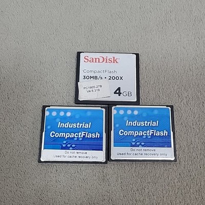 Lot 3 4GB CF CompactFlash Cards SanDisk Industrial CF Tested Nikon Canon etc