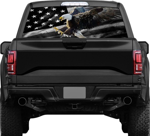 Heckscheibenaufkleber für LKW, amerikanische Flagge LKW Heckfenster Aufkleber, schwarz Am...