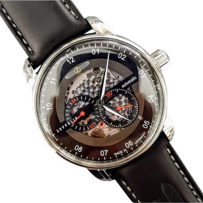 るっぷい Zeppelin 8664-2 New Captain's Line Automatic Black Dial Men's