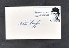 1950 EDDIE SAWYER  PHILLIES  MANAGER  AUTOGRAPHED 3X5 W/PHOTO d.1997