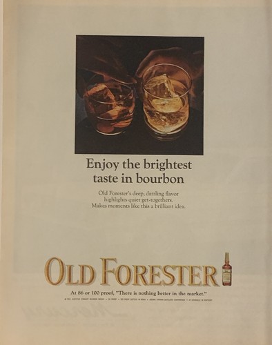 1965 Old Forester Bourbon PRINT AD Enjoy Brightest Taste In Bourbon VTG 1960s